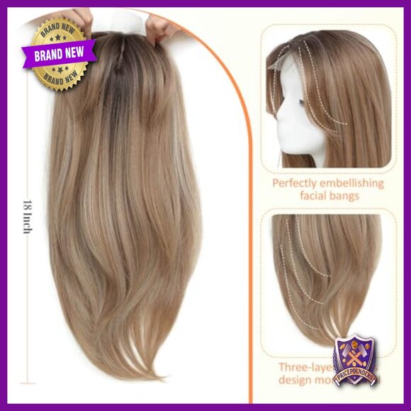 Synthetic Hair Topper 18 Inch for Thinning Hair with Clips main image 6